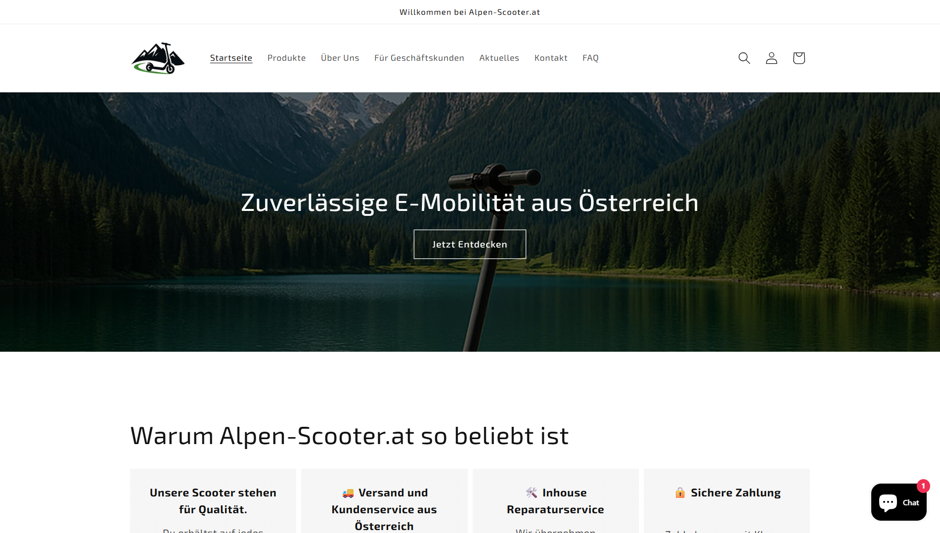 AlpenScooter Webseiten-Vorschau
